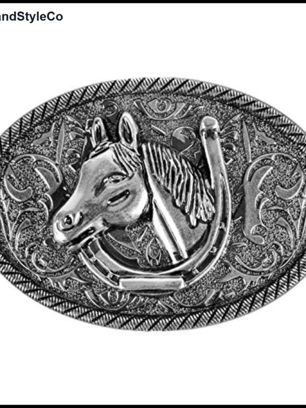 Western Cowboy Belt Buckle - Horse & Horseshoe Design, Zinc Alloy